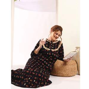 Camisón Victoriano de Algodón para Mujer, Camisón con Estampado Floral - Product Image 1