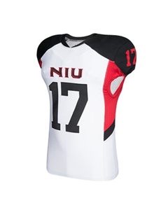 Maillot de football américain unisexe sublimé, anti-transpiration, ajusté, manches courtes, blanc, rouge, noir, col rond, anti-bactérien, anti-UV - Product Image 1