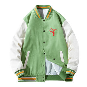 Letterman Outwear Patch Embroidery Varsity Jackets-<b>Covered</b> <b>Buttons</b> Factory Supply Wholesale Price Spring Season Varsity Jacket - Product Image 3