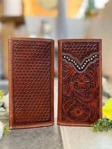 Cartera RFID de cuero genuino Unisex, estilo occidental largo, estampados de animales, cierre a presión, forro de nailon, soporte para efectivo, regalo de moda - Product Image 3