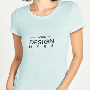 T-shirt à manches courtes anti-boulochage pour femme 100% coton biologique couleur unie doux jersey tricoté Streetwear imprimé brodé - Product Image 5