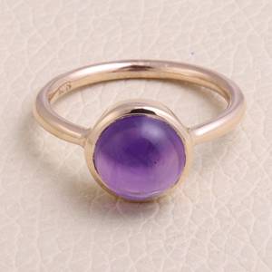 Handmade Minimalist <b>Amethyst</b> Sterling Silver <b>Ring</b> February Birthstone for Wedding Party Oval Cut Valentine's Day Gift for Women - Product Image 4