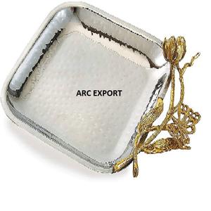 ถาดเสิร์ฟอาหารทรงกลมทำจากสแตนเลสพร้อมที่จับ2อันที่แข็งแรงถาดเสิร์ฟอาหารแฟนซีขัดเงากระจก - Product Image 2