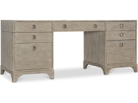 Bureau d'ordinateur moderne gris clair en teck pour bureau à domicile avec tiroirs à glissières à roulement à billes, finition laquée, design assemblé, rangement intégré