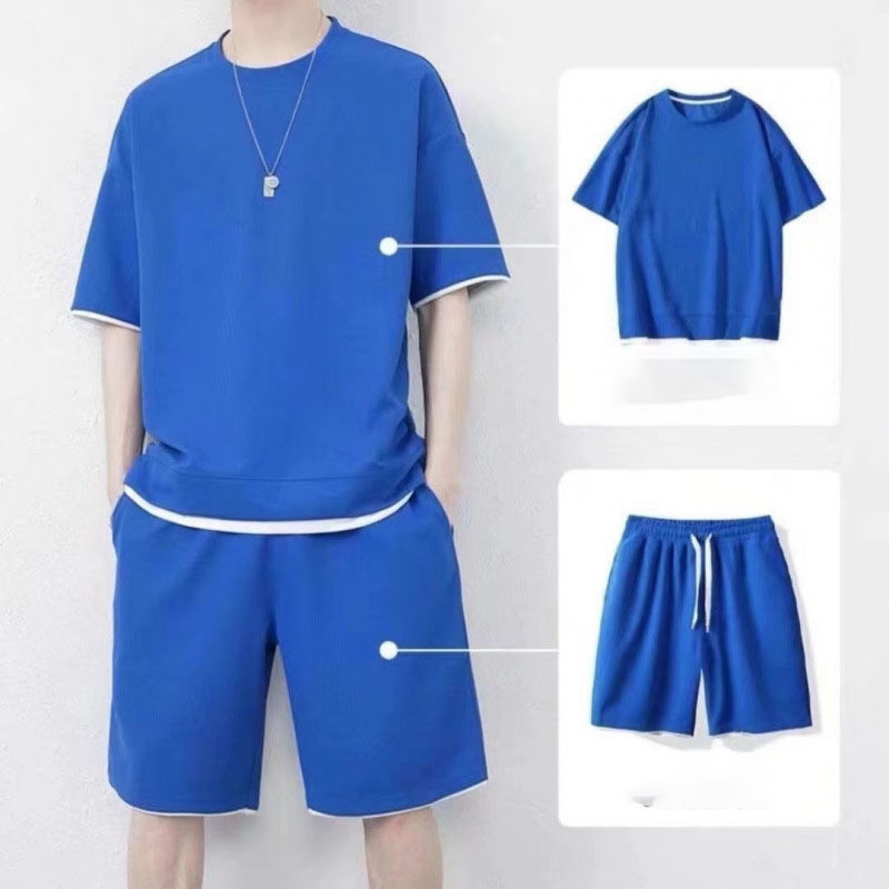 A12 Waffle Shorts Set Colorful Blue