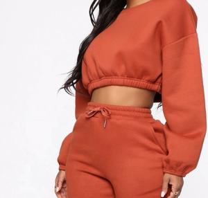 Ropa de calle recortada, sudadera de manga larga con cuello redondo para mujer, sudaderas de algodón, sudaderas lisas para mujer, sudaderas de diseñador de lana cálida - Product Image 6