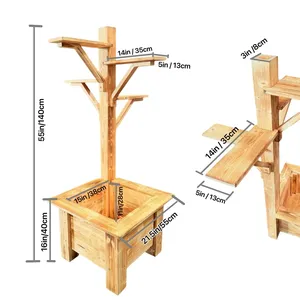 Fioriera Rustica in Legno Fatta a Mano, Casetta per Uccelli, Espositore per Vasi da Giardino Esterno, Supporto per Fioriera (Decorazione Non Inclusa) - Product Image 2