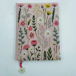 YASHVI EXPORTS Floral Beaded Luxury Handmade Velvet Fabric Journal Unique Design Hand Embroidery Customizable Colors A5/<b>A6</b> Gift - Product Image 1