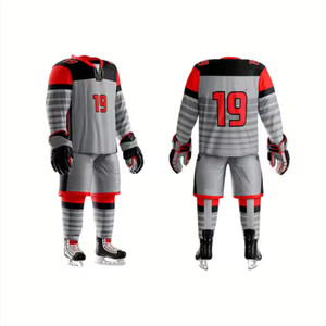 Uniformes unisexes de hockey sur glace avec nom de l'équipe OEM Bon prix pour les vêtements de sport pour adultes disponibles en ensembles uniformes imprimés de hockey sur glace - Product Image 1