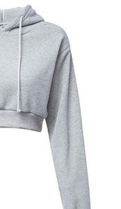 Nouvelle mode Crop sweats à capuche pour femmes à la mode anti-rides et anti-boulochage 100% coton polaire polyester pour l'automne - Product Image 3