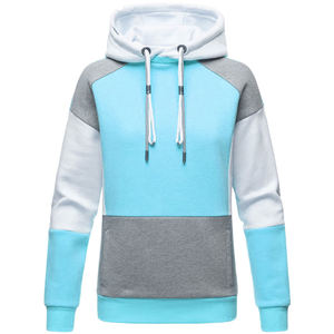 Sudadera informal de algodón con capucha para mujer Sudadera de manga larga Color Block Tech Fleece con bolsillo Bonito diseño con capucha - Product Image 1
