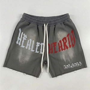 Streetwear Custom Acid-Wash-<b>Shorts</b> Summer 100% Cotton Embroidered <b>Patch</b> Vintage Sun Faded Worsted Distressed Cropped Hip - Product Image 3