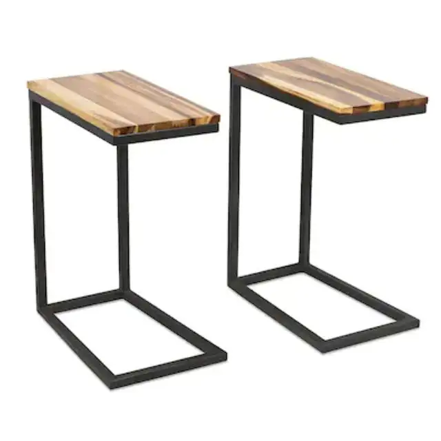 الرجعية تصميم غرفة المعيشة الخشبية نهاية الجدول الحديثة مزرعة الخشب و المعادن C على شكل طاولة قهوة جانبية أريكة صينية C الجدول