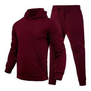Conjunto de chándal para hombre, conjunto de chándal de 2 piezas de color sólido, chándal con capucha, sudaderas con capucha para hombre y pantalones de chándal, conjuntos de Jogger de manga larga - Product Image 1