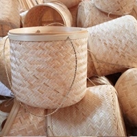 Set Van 3 Bamboe Opslag Bamboos 100% Met Handvatten Handgemaakte Geweven Van Fabrikant Voor Home Decoratie