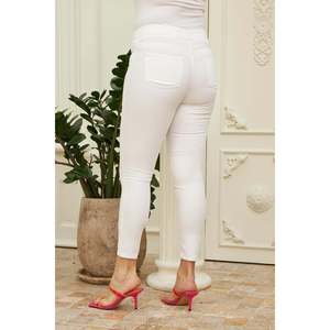 RMG <b>Plus</b> <b>Size</b> <b>White</b> Cotton Blend Pants for Women, Comfortable Pocket Detailed Casual <b>Trousers</b>, <b>Sizes</b> 42-52 - Product Image 5