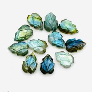 Cuentas Sueltas de Labradorita Azul Fuego en Forma de Hoja para Joyería - Product Image 6