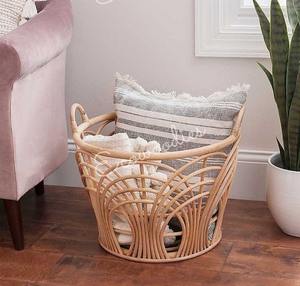 Stylish Handwoven Rattan <b>Storage</b> Basket with Cross Design Durable Handles <b>for</b> Kids' <b>Toys</b> Home Hotel <b>Storage</b> Healthy Style Basket - Product Image 2