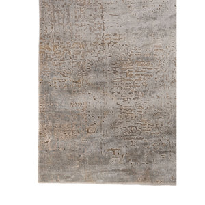 Tapis Jaipur US-Entropy à motif abstrait, noué à la main, en laine et soie de bambou, pour la maison et le salon, disponible en 9x12, gris et noir - Product Image 4