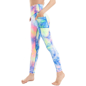 Tie Dye Femmes Confortable de Haute Qualité Yoga Leggings pour Femmes Taille Haute Extensible Maigre Leggings D'entraînement avec logo personnalisé - Product Image 2