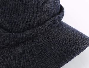 Gorro de invierno gris para hombre con ala, gorro cálido de doble punto, gorro transpirable, precio barato, personalización de tarifa al por mayor - Product Image 5