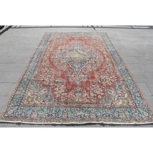 พรมตุรกีวินเทจ ขนาด 6.4x10.5 ฟุต (195x319 ซม.) สีแดงน้ำเงินไล่เฉด - Product Image 1