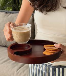 Plateau de service en bois naturel d'usine directe pour collations, cupcakes, charcuterie, plateau en bois rustique, cadeaux pour la maison au meilleur prix - Product Image 3