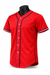 Camiseta de Béisbol Roja Personalizada con Botones, Lisa, Transpirable, de Secado Rápido, con Malla, Uniforme de Equipo - Product Image 6