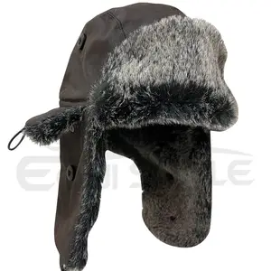 Topi cuaca dingin musim dingin pria dan wanita, tutup kepala Aviator kulit untuk berburu gaya Rusia ukuran kustom