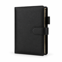 Carnet de planification A6 personnalisé en cuir PU à 6 anneaux, rechargeable, avec onglets mensuels, emplacements pour cartes, boucle pour stylo et fermeture à sangle – Papeterie OEM ODM