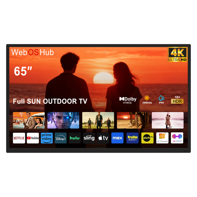 Patio Outdoor Smart TV 65" 4K UHD IP65 Waterproof 2500 Nits for Full Sunlight Environment & Hotel Outdoor Area