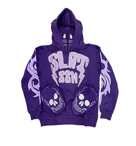 Sudaderas Premium de Lujo para Hombre, Estilo Urbano, Bordado Desgastado, Ajuste Holgado, Cuello con Capucha de Algodón, Diseño con Cremallera - Product Image 2