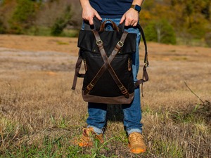 Sac à dos élégant en cuir et toile pour les voyages, les activités de plein air, l'école, le travail, la randonnée, unisexe, durable, multi-poches, haute qualité, CBP-0068 - Product Image 2