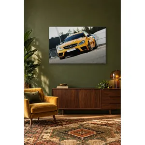 Fida Yellow Mercedes C63 AMG Coupe at Race Track <b>Canvas</b> Print - Product Image 2