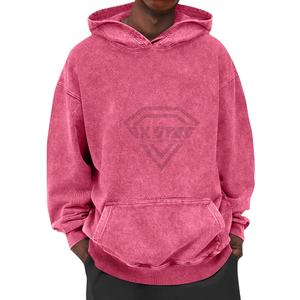 เสื้อฮู้ดดี้วินเทจ OEM สำหรับผู้ชาย ผ้าฝ้าย 100% เนื้อหนา สไตล์สตรีทแวร์ ทรงโอเวอร์ไซส์ ล้างสีแบบแอซิด ทรงหลวม ไหล่ตก สำหรับผู้ชาย - Product Image 5