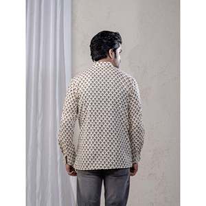Kurta court en coton imprimé décontracté pour hommes avec manches longues - Product Image 6