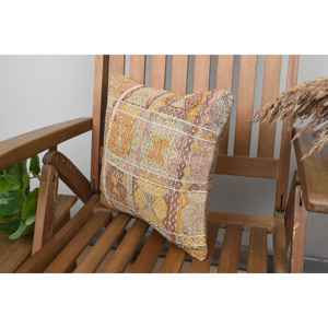 Luxury 14x14 Beige Kilim Wool Pillow Woven with Vintage and <b>Fluffy</b> Patterns Rustic Design Portable for <b>Bedding</b> for Christmas - Product Image 3