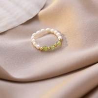 Bague élégante faite à la main en pierres naturelles, perles facettées, pierres précieuses, tourmaline, perles d'eau douce, bijoux superposés pour femmes, pour boutiques