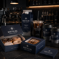 Boîtes à donuts personnalisées AT PACK avec fenêtre et poignée, emballages de boulangerie haut de gamme pour donuts, cafés et desserts