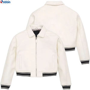 <b>Top</b> Selling Customized Winter <b>White</b> <b>Women's</b> Leather Jackets Premium <b>Crop</b> Fit Latest Customized <b>Crop</b> Leather Jackets - Product Image 1
