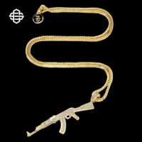 Pendentif AK-47 en argent 925 plaqué or 18 carats pour hommes et femmes, serti de moissanite, bijoux de mode hip-hop de haute qualité