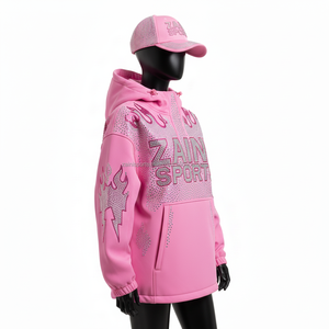แจ็คเก็ตกันลม320พรีเมี่ยมสำหรับผู้หญิง, แจ็กเก็ตมีฮู้ดแฟชั่นกันลมสีชมพู - Product Image 5