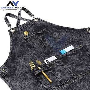 Delantal de mezclilla negro profesional Premium para peluquero y estilista Durable Unisex al por mayor delantal con logotipo personalizado - Product Image 6