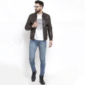 Chaquetas de cuero a la moda para hombre, diseño personalizado, estilo Bomber & Moto, prendas de vestir exteriores de invierno, suministro de cuero auténtico de fábrica OEM ODM - Product Image 4