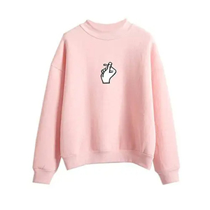 2023 suéter de gran tamaño bordado para mujer, de cuello redondo Sudadera con capucha, ropa de calle con logotipo personalizado, tela de punto de algodón liso - Product Image 4