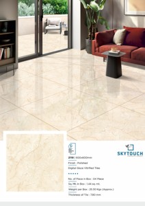 Carreaux de mur et de sol en porcelaine brillante émaillée 600x600 de couleur beige spéciale de conception de marbre - Product Image 5