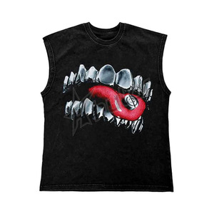 Camiseta informal sin mangas de verano para hombre, logotipo personalizado, 100% algodón, 260 gramos, tejido de punto de gran tamaño, estampado de pantalla con patrón sólido - Product Image 1