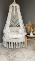 100% fait à la main macramé balançoire suspendue intérieur extérieur Boho Style macramé tissé à la main grand hamac suspendu chaise balançoire