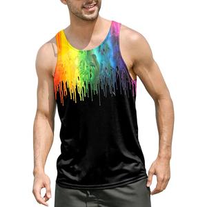 เสื้อกล้ามออกกำลังกายพิมพ์ลายถักแบบลำลองสำหรับผู้ชายเสื้อกล้ามออกกำลังกายเล่นยิม - Product Image 1