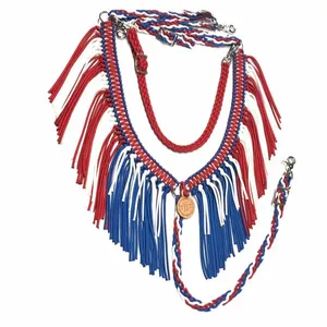 Patriotic fringe horse tack breast collar breast collar fringe breast collar patriotic horse tack red white and blue horse tack